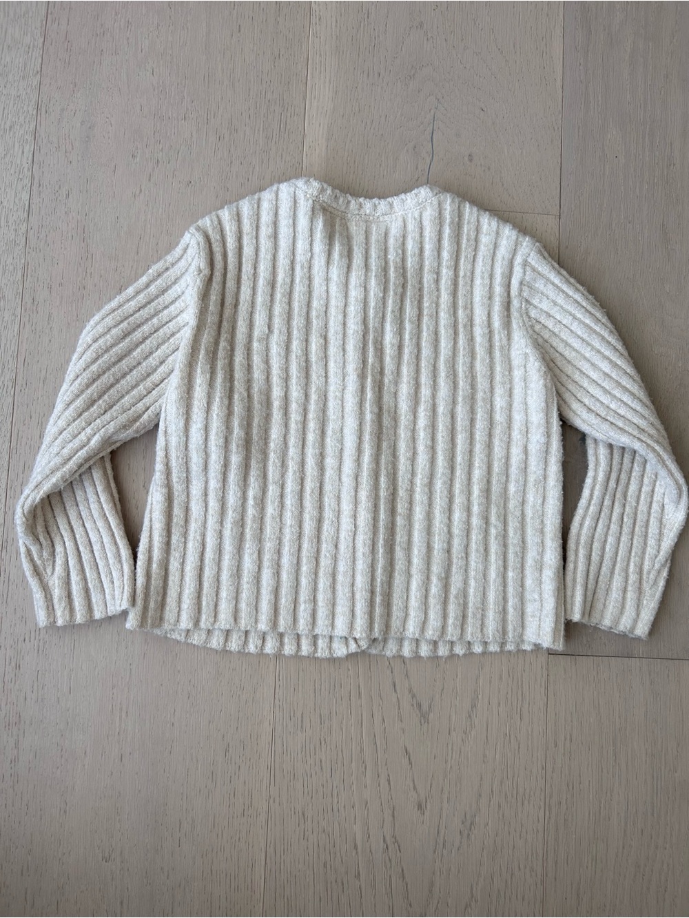 Zara 18-24m cream Ribbed Button-Front Cardigan - Picture 3 of 4